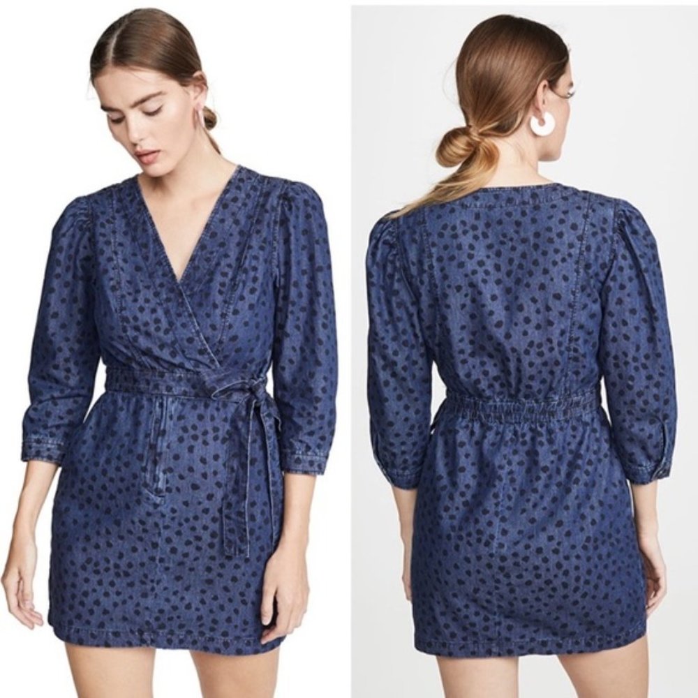 La Vie Rebecca Taylor Faune Denim Faux Wrap Dress